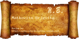 Matkovits Brigitta névjegykártya